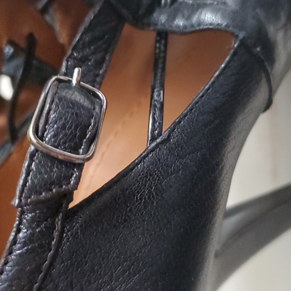 Givenchy | Black Leather Gladiator Heels Sz 38 - Picture 9 of 14